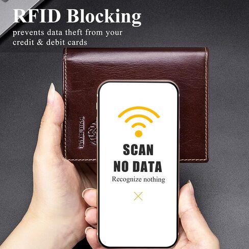 Lukzijaes Genuine Leather Bifold Wallet للرجال RFID حظر سعة كبيرة المحافظ الرأسية رجال مع نافذة الهوية 15 Solts 2 جيوب نقدية (القهوة) in Kuwait