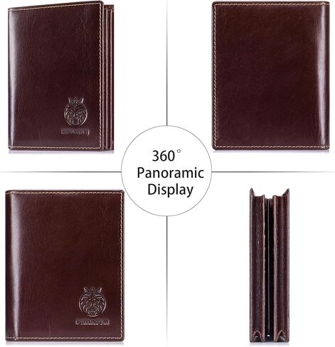 Lukzijaes Genuine Leather Bifold Wallet للرجال RFID حظر سعة كبيرة المحافظ الرأسية رجال مع نافذة الهوية 15 Solts 2 جيوب نقدية (القهوة) in Kuwait