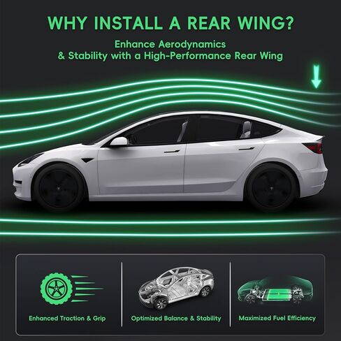 New 2024 2025 Tesla Model 3 Highland Spoiler Wing, OEM Performance Rear Car Spoiler, Tesla Spoiler Protector for Model 3, ABS Material Rear Trunk Lip Tail Lid for Tesla Accessories, Carbon Fiber in Kuwait