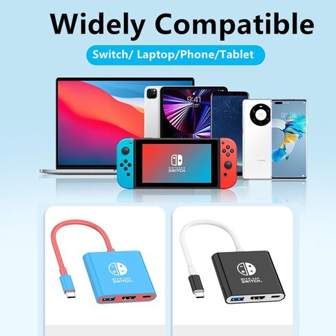 Switch Dock for Nintendo Switch，Portable Switch TV Adapter Support 4K/60HZ Switch TV Dock Mode Compatible Steam Deck/Nintendo Switch OLED, Switch Travel Dock with HDMI2.0 USB3.0 Port USB C in Saudi Arabia