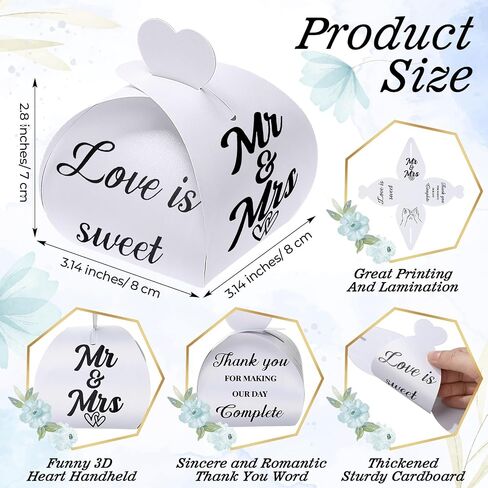 50 Pack Small Wedding Thank You Candy Boxes, Love Is Sweet Party Favor Gift Chocolate Boxes, Small Treat Kraft Paper Bags for Guest Wedding Anniversary Bridal Shower Party Supplies(Gold Foil) in Saudi Arabia