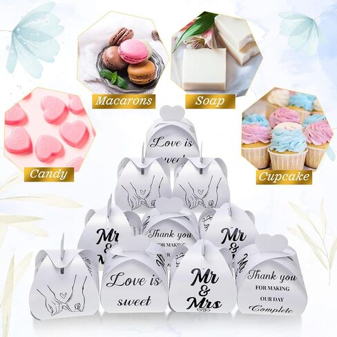 50 Pack Small Wedding Thank You Candy Boxes, Love Is Sweet Party Favor Gift Chocolate Boxes, Small Treat Kraft Paper Bags for Guest Wedding Anniversary Bridal Shower Party Supplies(Gold Foil) in Saudi Arabia