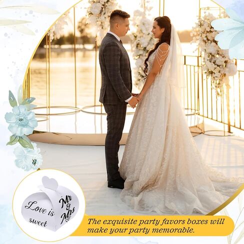 50 Pack Small Wedding Thank You Candy Boxes, Love Is Sweet Party Favor Gift Chocolate Boxes, Small Treat Kraft Paper Bags for Guest Wedding Anniversary Bridal Shower Party Supplies(Gold Foil) in Saudi Arabia