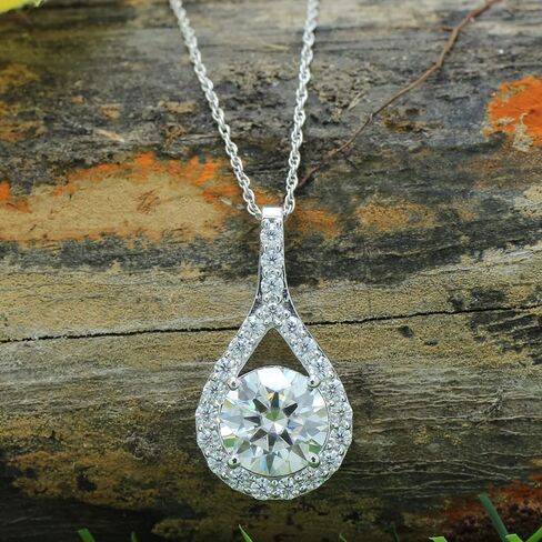 SAVEARTH DIAMONDS 3 Carat Moissanite Pendant Necklace 18K Gold Plated Silver D Color Ideal Cut Lab Created Diamond Necklace for Women in Saudi Arabia