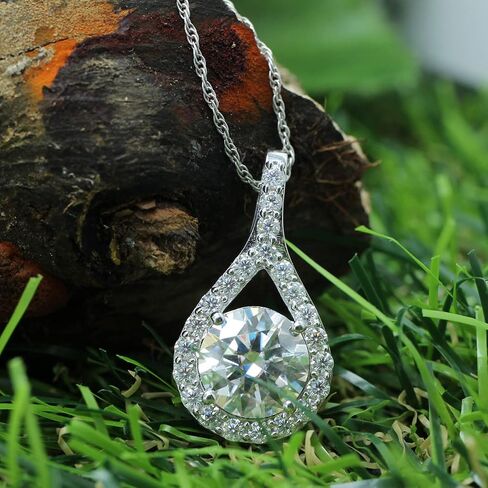SAVEARTH DIAMONDS 3 Carat Moissanite Pendant Necklace 18K Gold Plated Silver D Color Ideal Cut Lab Created Diamond Necklace for Women in Saudi Arabia