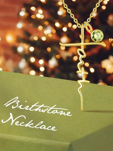Faith Necklace for women, 14K Gold/White Gold/Rose Gold Cross Pendant with Birthstone Jewelry Anniversary Birthday Confirmation Gifts Christian Jewel Gift in Saudi Arabia