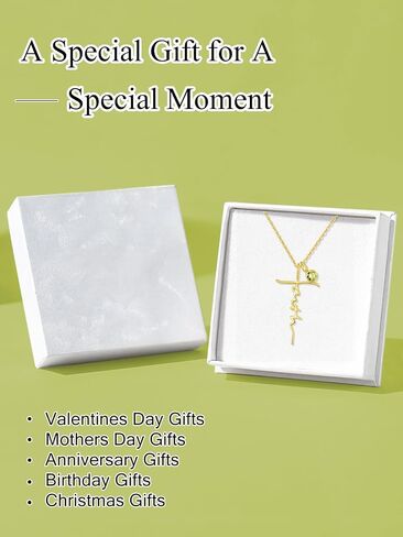 Faith Necklace for women, 14K Gold/White Gold/Rose Gold Cross Pendant with Birthstone Jewelry Anniversary Birthday Confirmation Gifts Christian Jewel Gift in Saudi Arabia
