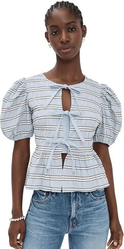 English Factory Women's Bow Detailed Puff Sleeve Top in Saudi Arabia