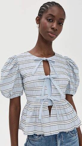 English Factory Women's Bow Detailed Puff Sleeve Top in Saudi Arabia