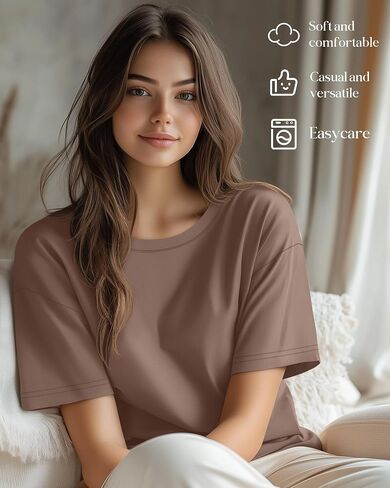 Ficerd 3 Pack Women Women Lightive Sleeve T Shirt Crew Neck Cotton Combow Length Tops Lourd in Kuwait