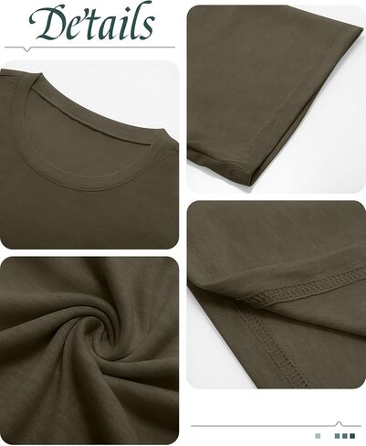 Ficerd 3 Pack Women Women Lightive Sleeve T Shirt Crew Neck Cotton Combow Length Tops Lourd in Kuwait