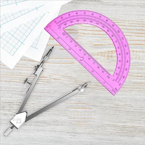 Students Geometry Math Set, Drawing Compass and 6 Inch Transparent Swing arm Protractor 180 Degree Math Protractor in Kuwait