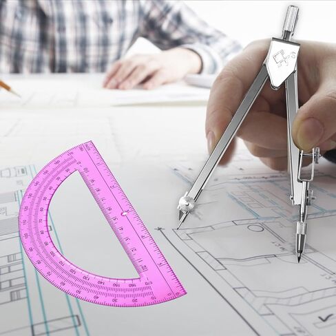 Students Geometry Math Set, Drawing Compass and 6 Inch Transparent Swing arm Protractor 180 Degree Math Protractor in Kuwait