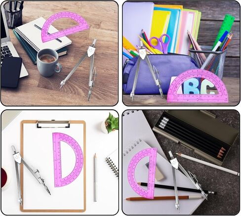 Students Geometry Math Set, Drawing Compass and 6 Inch Transparent Swing arm Protractor 180 Degree Math Protractor in Kuwait