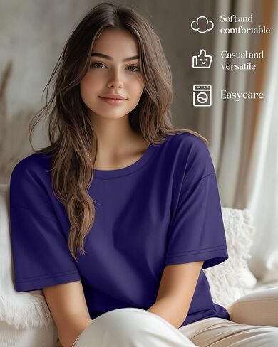 Ficerd 3 Pack Women Women Lightive Sleeve T Shirt Crew Neck Cotton Combow Length Tops Lourd in Kuwait