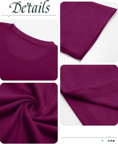 Ficerd 3 Pack Women Women Lightive Sleeve T Shirt Crew Neck Cotton Combow Length Tops Lourd in Kuwait