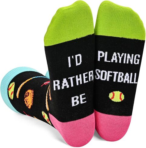 Happypop softball أمي أبي هدايا فريدة من نوعها للكرة اللينة للرجال هدايا مدرب الكرة اللينة ، الجوارب اللعينية مضحكة الجوارب اللينة للنساء الرجال in Saudi Arabia