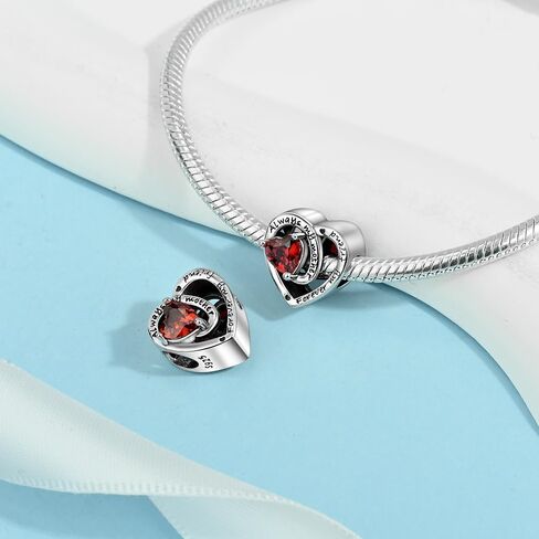Birthstone Charms 925 Sterling Silver Birthstone Charms for Bracelets and Necklace Happy Birthday Charms Birthstone Beads for Women in Kuwait