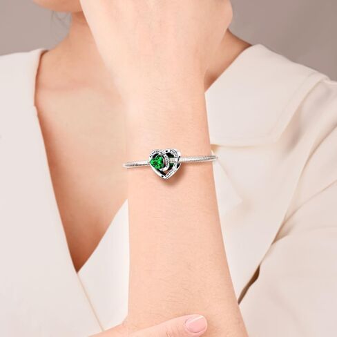 Birthstone Charms 925 Sterling Silver Birthstone Charms for Bracelets and Necklace Happy Birthday Charms Birthstone Beads for Women in Kuwait