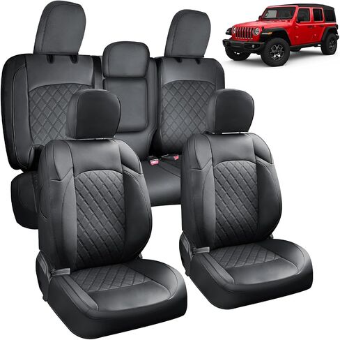 Jeep Seat Covers Wrangler 4 Door Leather Front & Rear Seat Cover Set for Jeep Wrangler 2013-2017 Customized for Jeep 4-Door, Water Proof Sport,Unlimited Sport Rubicon,Unlimited Rubicon Sahara in Saudi Arabia