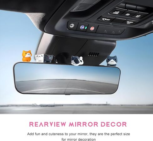 6 PCS Cute Cat Car Rearview Mirror Ornaments, Funny Mini Pussy Figurines Cats Dashboard Ornaments Decor, Car Interior Cute Cat Kawaii Home Office Decors Gifts for Women Men in Saudi Arabia