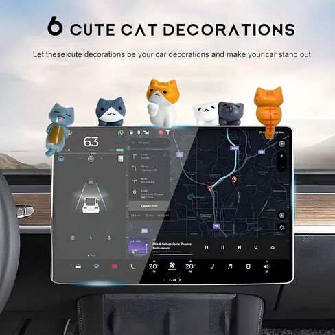 6 PCS Cute Cat Car Rearview Mirror Ornaments, Funny Mini Pussy Figurines Cats Dashboard Ornaments Decor, Car Interior Cute Cat Kawaii Home Office Decors Gifts for Women Men in Saudi Arabia