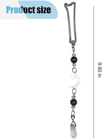Moon and Star Rear View Mirror Accessories, Amethyst Stone Bead Car Hanging Ornament, Bohemian Suncatcher Pendant, Car Mirror Charm for Window Door Frame Garden Balcony Decoration (Purple) in Saudi Arabia