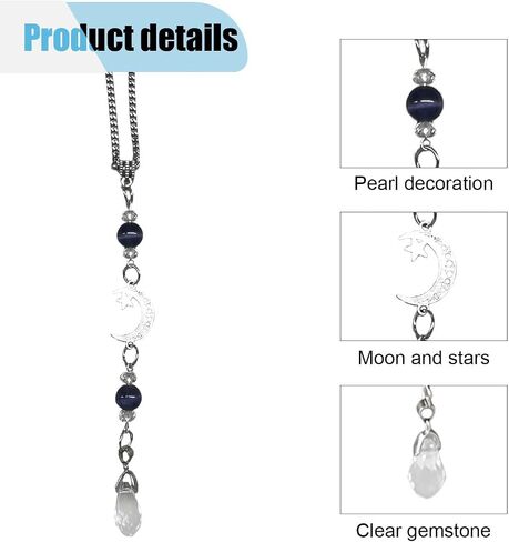 Moon and Star Rear View Mirror Accessories, Amethyst Stone Bead Car Hanging Ornament, Bohemian Suncatcher Pendant, Car Mirror Charm for Window Door Frame Garden Balcony Decoration (Purple) in Saudi Arabia