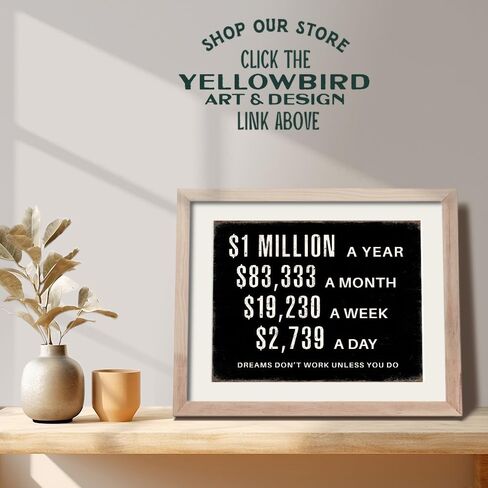 Home Office Motivational Wall Art - Entrepreneur positive Wall Decor - Inspirational Quotes Wall Decor for Men - Millionaire Mindset Poster Hustle Wall Art - Executive Office Decor - Success Wall Art in Saudi Arabia