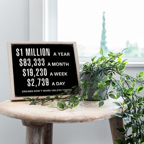 Home Office Motivational Wall Art - Entrepreneur positive Wall Decor - Inspirational Quotes Wall Decor for Men - Millionaire Mindset Poster Hustle Wall Art - Executive Office Decor - Success Wall Art in Saudi Arabia