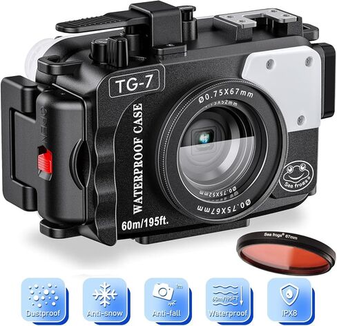 حافظة كاميرا ضفادع البحر متوافقة مع Sony A6000/A6300/A6500، مقاومة للماء IPX8، 60 مترًا (196 قدمًا) لحماية عمق الكاميرا تحت الماء، مثالية للغوص وركوب الأمواج والتجديف in Kuwait