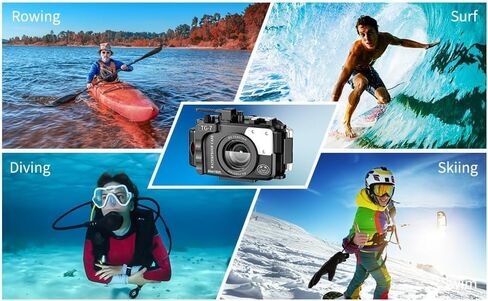 حافظة كاميرا ضفادع البحر متوافقة مع Sony A6000/A6300/A6500، مقاومة للماء IPX8، 60 مترًا (196 قدمًا) لحماية عمق الكاميرا تحت الماء، مثالية للغوص وركوب الأمواج والتجديف in Kuwait
