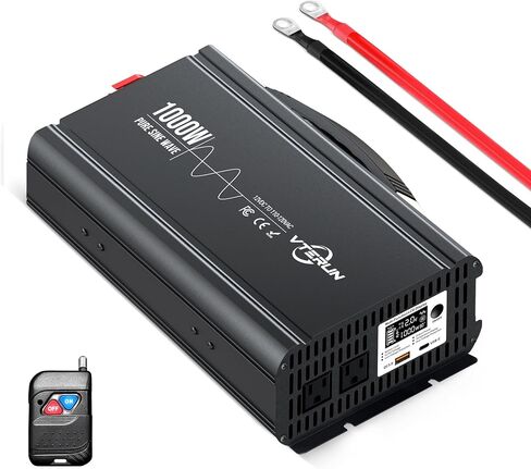1000W Pure Sine Wave Inverter 12V DC to 110-120V AC Efficient Energy Converter for Home, RV Use with Wireless Remote Control with USB C Ports in Saudi Arabia