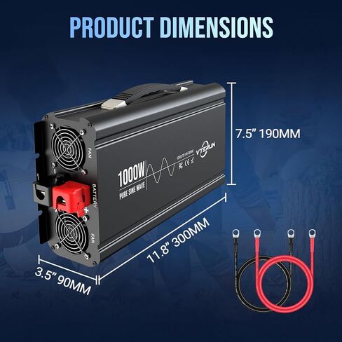 1000W Pure Sine Wave Inverter 12V DC to 110-120V AC Efficient Energy Converter for Home, RV Use with Wireless Remote Control with USB C Ports in Saudi Arabia