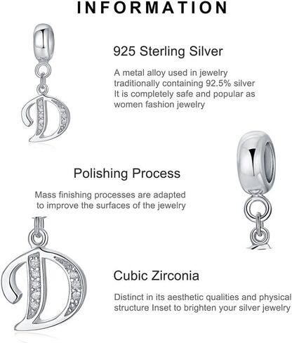 الأبجدية 26 حرفًا من A إلى Z Crown Charm متوافق مع أساور النساء في 925 STERLING SIVAR in Kuwait