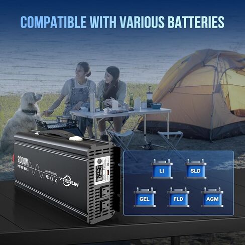 1000W Pure Sine Wave Inverter 12V DC to 110-120V AC Efficient Energy Converter for Home, RV Use with Wireless Remote Control with USB C Ports in Kuwait