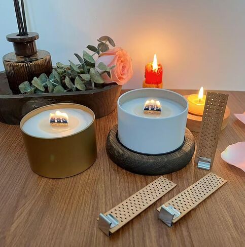 Wide Wooden Wicks for Candle Making 3cm Wide Candle Wicks 5.1 X 1.2 Inch Natural Candle Wood Wicks with Stand Candle Cores for DIY Candle Making Craft（50pcs ）(Use Two Wicks) in Kuwait