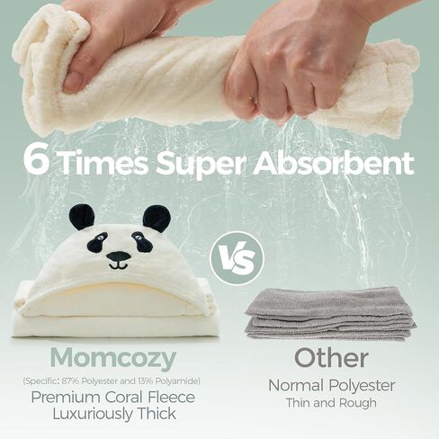 Momcozy Baby Hooded Towel,Baby Towel with Hood and Baby Washcloth|Baby Bath Glove, Extremely Soft, Breathable, Suitable for Newborn in Saudi Arabia