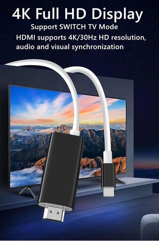 كابل USB C إلى HDMI متوافق مع Nintendo Switch NS/OLED، موصل محول التلفزيون المحمول يحل محل القاعدة الأصلية لنسخ شاشة التلفزيون، مناسب للسفر، كابل تحويل 4K HD in Saudi Arabia