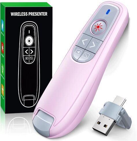 Presentation Clicker Wireless Presenter Remote Clicker, USB C PowerPoint Clicker for Presentation with Laser Pointer, RF 2.4GHz Computer Pointer Clicker Slide Advancer for Google Slides,Mac,Laptop in Saudi Arabia