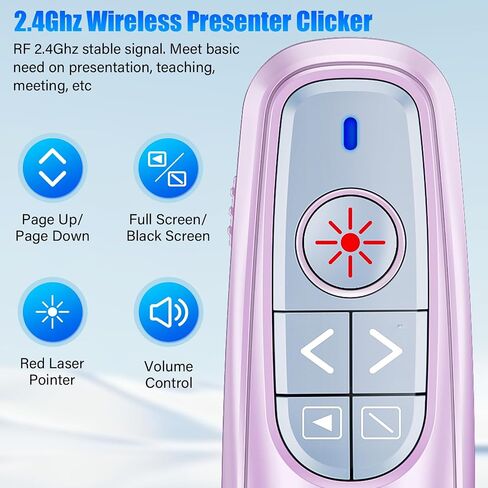 Presentation Clicker Wireless Presenter Remote Clicker, USB C PowerPoint Clicker for Presentation with Laser Pointer, RF 2.4GHz Computer Pointer Clicker Slide Advancer for Google Slides,Mac,Laptop in Saudi Arabia
