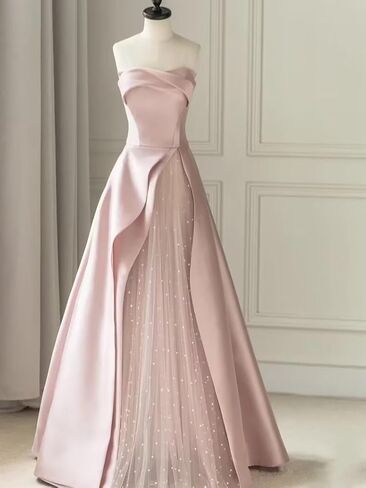 Zswwyibo brandless blit ball obrods pearl satin ball ball dresses party virts in Saudi Arabia