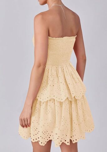 BTFBM Summer Dresses for Women 2025 Tube Strapless Mini Hollow Out Lace Wedding Guest Dress in Saudi Arabia