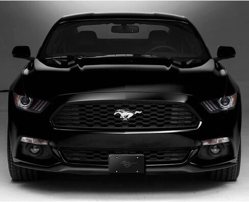 for Ford Mustang 3D Black Pony Logo on Black Stainless Steel License Plate in Saudi Arabia
