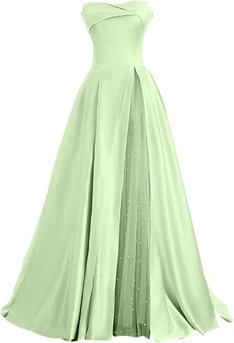Zswwyibo brandless blit ball obrods pearl satin ball ball dresses party virts in Kuwait