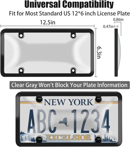 أغطية لوحة الترخيص والإطارات ، أغطية لوحة ترخيص 2 حزمة ، وكسر التحرير والسرد ، ولوحات ترخيص السيارة غير القابلة للكسر ، يلائم أي لوحات أمريكية قياسية مع قبعات مسامير (رمادية) in Kuwait