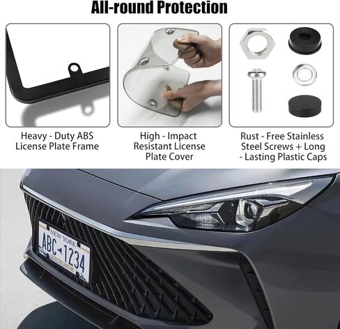 أغطية لوحة الترخيص والإطارات ، أغطية لوحة ترخيص 2 حزمة ، وكسر التحرير والسرد ، ولوحات ترخيص السيارة غير القابلة للكسر ، يلائم أي لوحات أمريكية قياسية مع قبعات مسامير (رمادية) in Kuwait