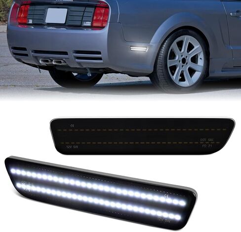 Dual Rows White LED Side Marker Lights for Ford Mustang 2005-2009 Rear Bumper Fender Marker Reflectors, 2PCS Smoked Lens in Saudi Arabia