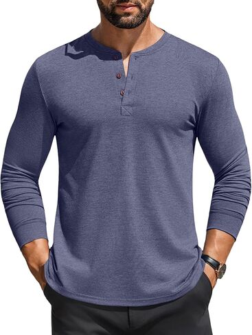 COOFANDY Men's Henley Shirts Long Sleeve Casual Button Shirts Fashion Lightweight Pullover Shirts in Saudi Arabia