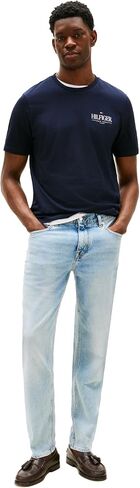 Tommy Hilfiger Men Men Short Sleeve Cotton Cotton Thirts مع شعار مكدس مطرز in Kuwait